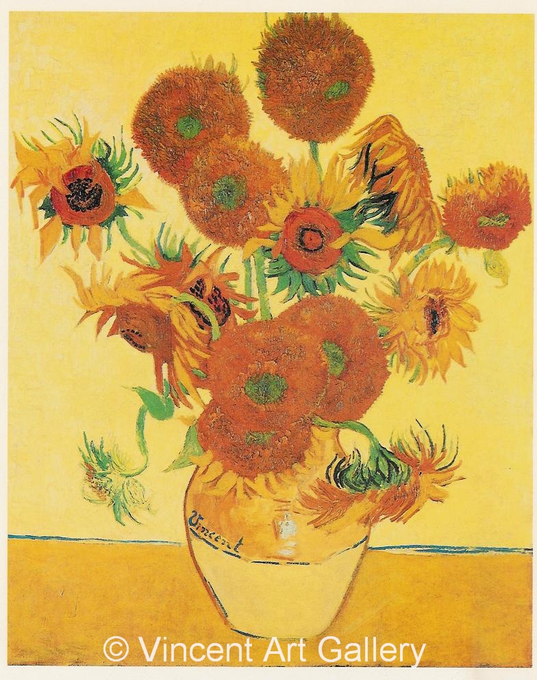 JH1562,  Still Life, Vase with Fourteen Sunflowers